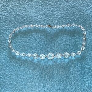 AURORA BOREALIS crystal beaded choker necklace vintage 1950 elegant size 16”
